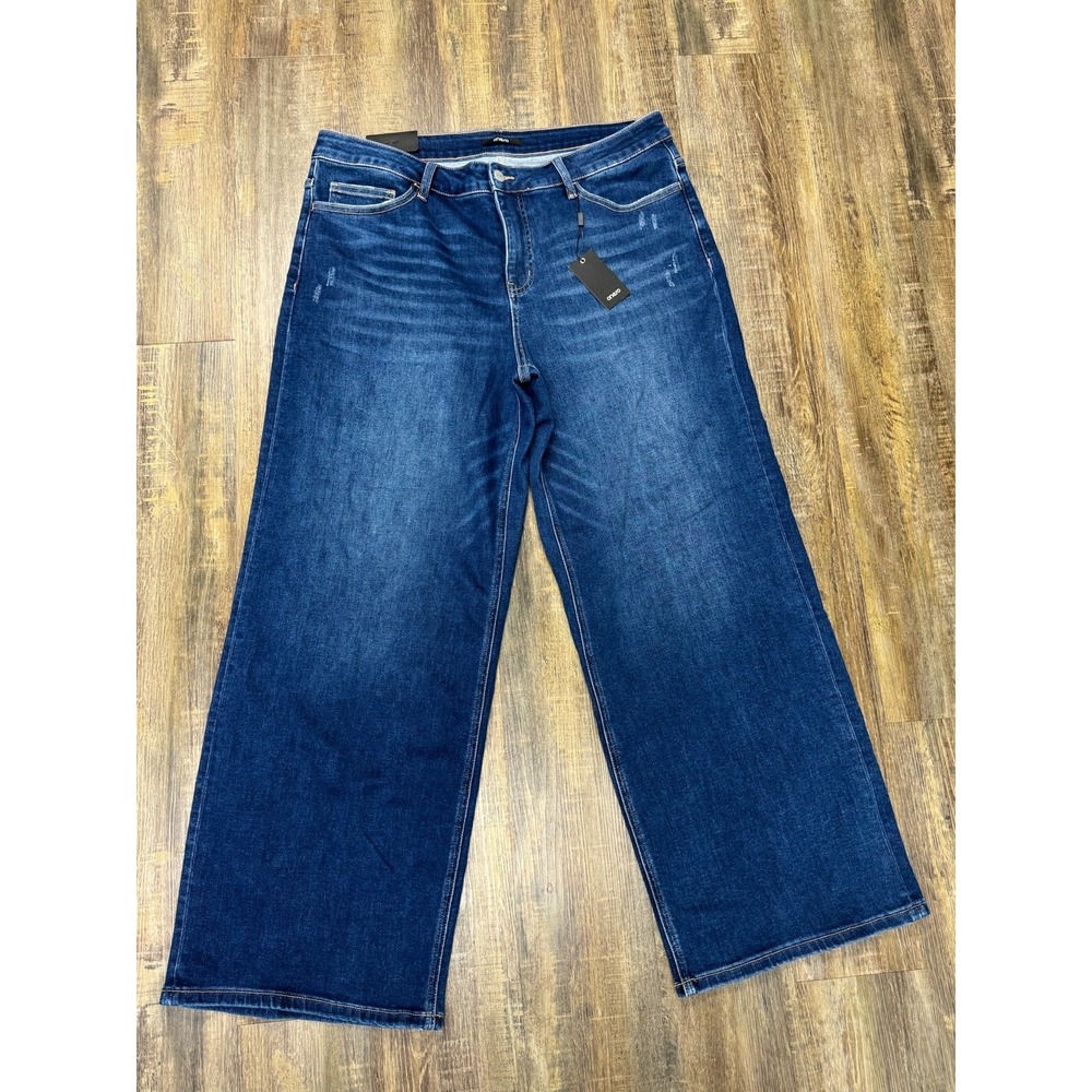 Oneso Mid Rise Wide Leg Jeans Women 20W Blue Denim Stretch Relaxed Fit